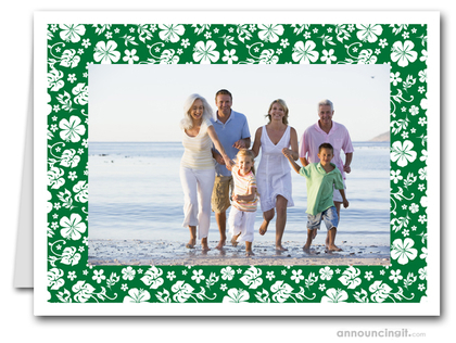 Hibiscus on Green Tropical Holiday Photo Holder Cards (H)