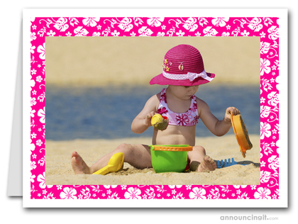 Hibiscus on Pink Tropical Holiday Photo Holder Cards (H)