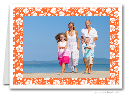 Hibiscus on Orange Tropical Holiday Photo Holder Cards (H)