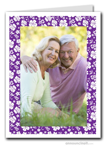 Hibiscus on Purple Tropical Holiday Photo Holder Cards (V)