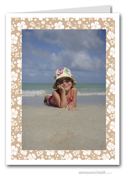 Hibiscus on Tan Tropical Holiday Photo Holder Cards (V)