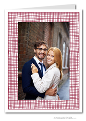 Burgundy Crosshatch Photo Holder Holiday Cards (V)