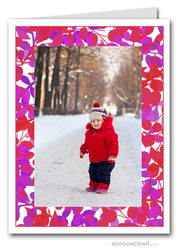 Foliage Red & Purple Photo Holder Holiday Cards (V)