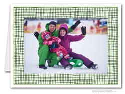 Green Crosshatch Photo Holder Holiday Cards (H)