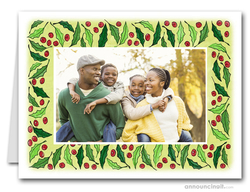 Berries & Leaves Photo Holder Holiday Christmas Cards (H)