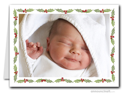 Holly Holiday Folded Photo Holder Christmas Cards (H)
