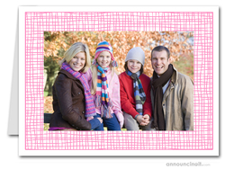 Pink Crosshatch Photo Holder Holiday Cards (H)
