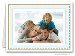 Christmas Photo Holder Holiday Cards Dotted on Sky & Taupe Holiday Photo Holder Cards (H)