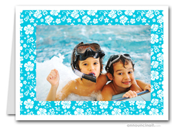 Hibiscus on Turquoise Tropical Holiday Photo Holder Cards (H)
