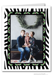 Zebra & Holly Holiday Christmas Photo Holder Cards (V)