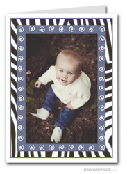 Zebra & Swirls Periwinkle Holiday Photo Holder Cards (V)