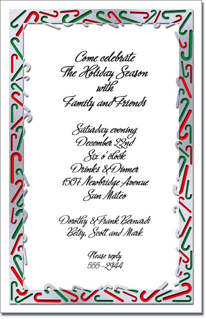 Candy Canes Holiday Invitations