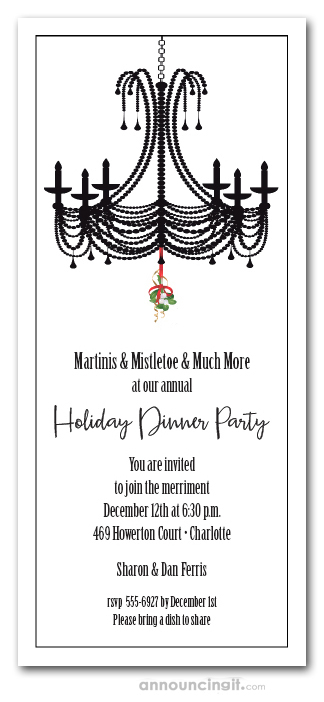 Chandelier and Mistletoe Holiday Invitations