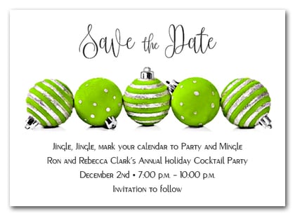 Lime Green Ornaments Holiday Save the Date