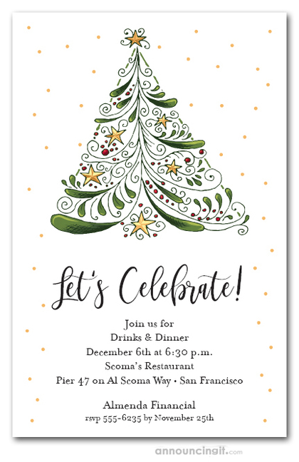 Abstract Christmas Tree Holiday Party Invitations