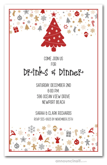 Holiday Elements Christmas Invitations