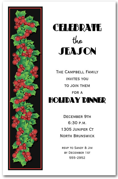 Holly String Holiday Party Invitations