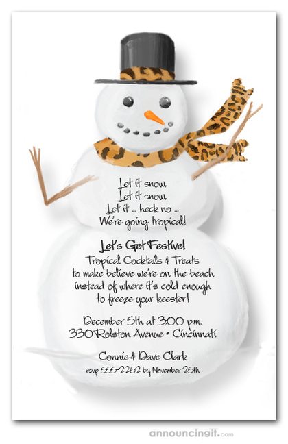 Leopard Scarf Snowman Invitations