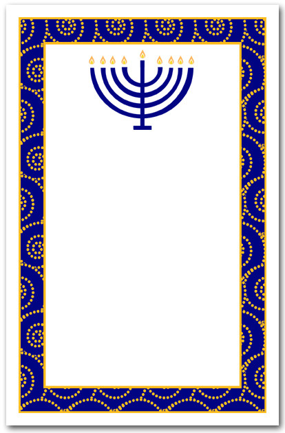 Menorah on Navy & Gold Swirls