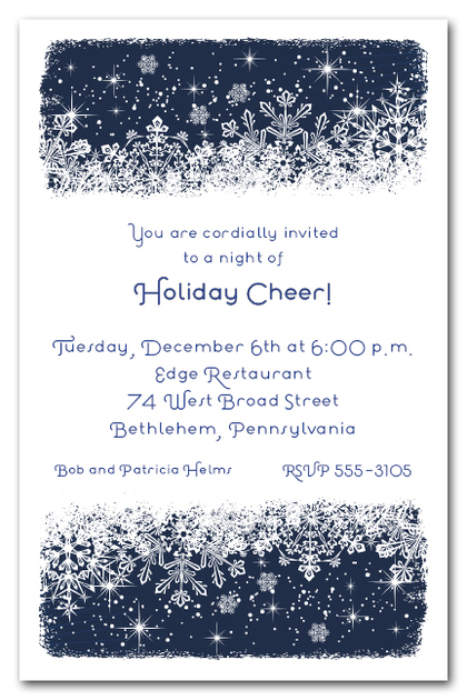 Midnight Snowflakes Holiday Invitations