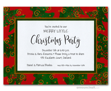 Mod Trees on Red Holiday Invitations