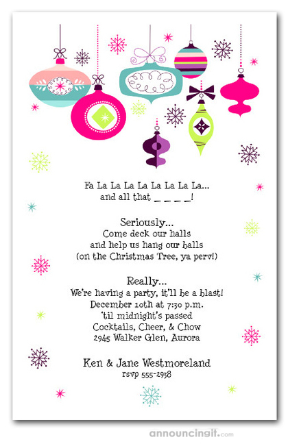 Retro Holiday Ornaments Party Invitations