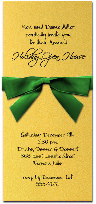 Shimmery Gold Invitation & Green