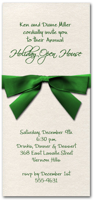 Shimmery White Invitation & Green