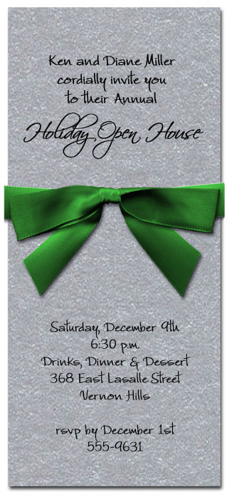 Shimmery Silver Invitation & Green
