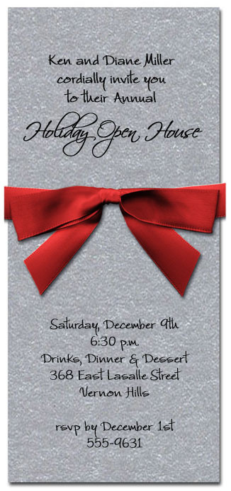 Shimmery Silver Invitation & Red