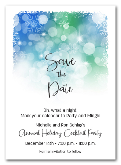 Snowflakes on Blue Holiday Save the Date