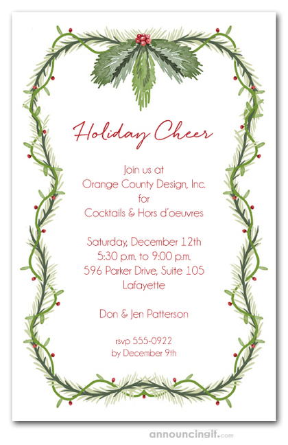 Vines Greens & Berries Holiday Invitations