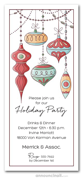 Vintage Glass Christmas Ornaments Invitations