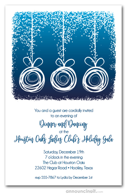 Abstract Ornaments on Blue Christmas Invitations