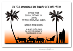 Beach Santa and Sleigh Christmas Invitations