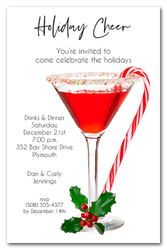 Candy Cane Martini Holiday Party Invitations