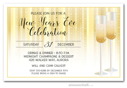 Champagne Glasses on Stars New Year's Invitations
