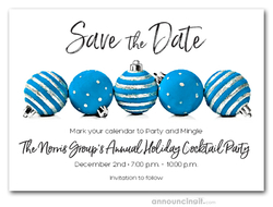 Blue Ornaments Holiday Save the Date
