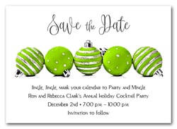 Lime Green Ornaments Holiday Save the Date