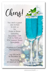Blue Cocktails Party Invitations