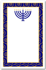 Menorah on Navy & Gold Swirls