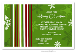 Mod Snow on Green Holiday Invitations