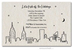 New York Skyline on Shimmery Quartz Invitations