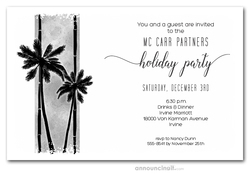 Palm Silhouettes on Grey Holiday Invitations