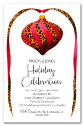 Red & Leopard Ornament Holiday Invitations