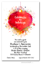 Red Ornament & Snowflakes Holiday Invitations