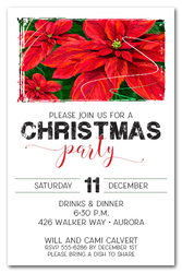 Red Poinsettias Holiday Invitations