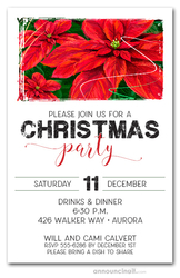 Red Poinsettias Holiday Invitations