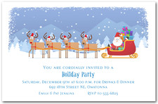 Santa's Sleigh and Reindeer Too Holiday Invitations