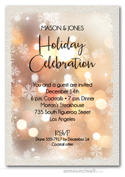Snowflakes & Lights Shimmery Holiday Invitations